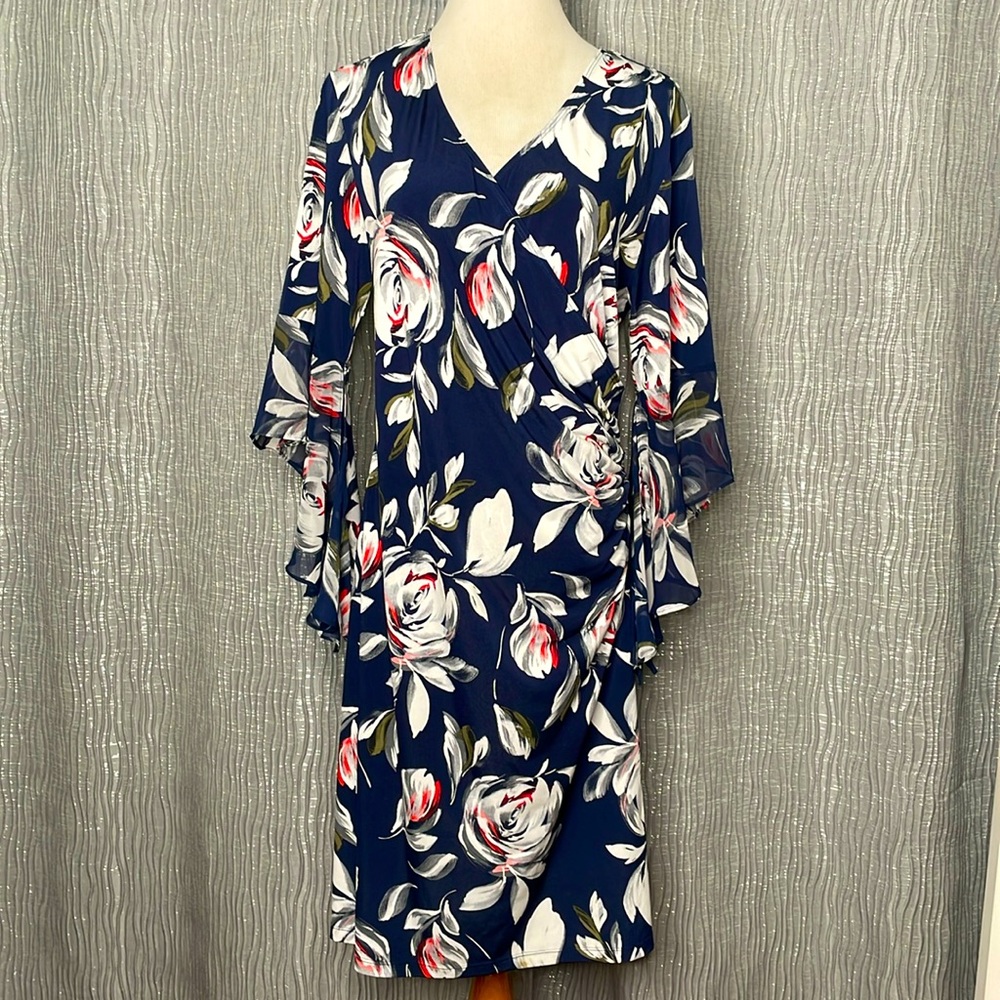 MSK faux wrap floral dress. NWOT